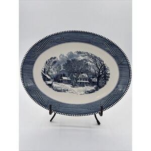 Royal China Currier & Ives 13" oval serving platter Old Inn Winter Vintage